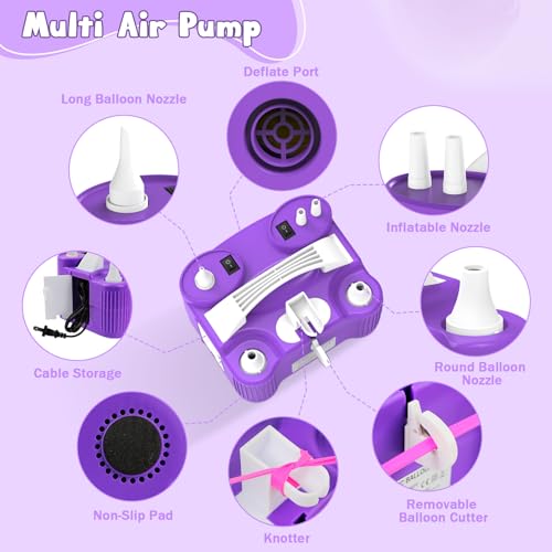 Image of ID IDAODAN 4-in-1 Electric Balloon Pump with Triple Nozzles, Dual Motor Balloon Inflator & Deflator for Latex, Foil & 260Q Balloons