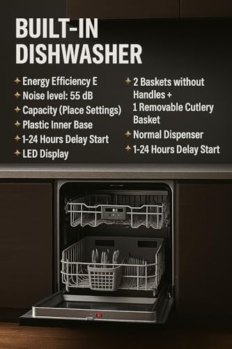 غسالة صحون مدمجة، 12 مكان، شاشة ليد، 6 برامج، فتح تلقائي، نصف حمولة من ستار واي، فضي موفر للطاقة: