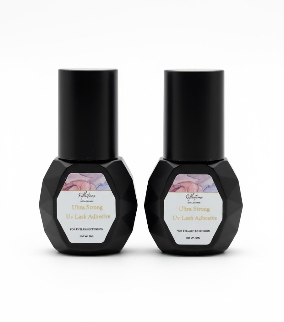8ml UV LED Adhesive Glue for Eyelash Extension | Quick-Drying Waterproof Professional Lash Glue | Long Lasting Strong Bond Eyelash Glue (Pack of 2)