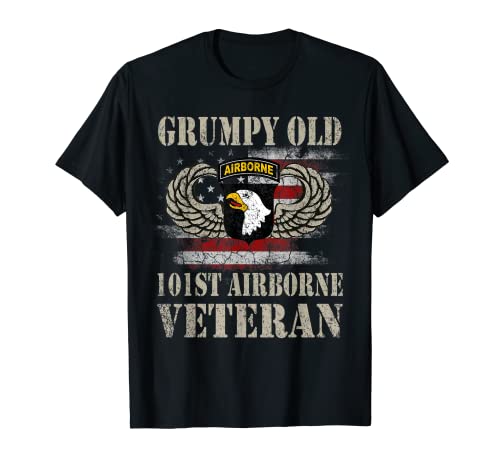 Grumpy Old 101st Airborne Division Veteran Flag Vintage Gift T-Shirt