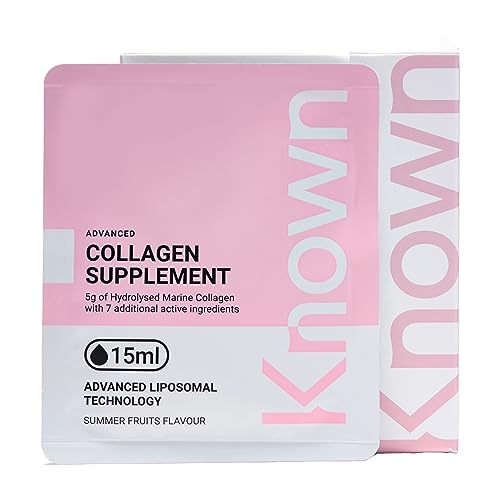 Sobres líquidos de colágeno marino hidrolizado – 5000mg de colágeno, vitaminas A, C – Apoyo a la piel – Sabor frutas de verano – 28 sobres