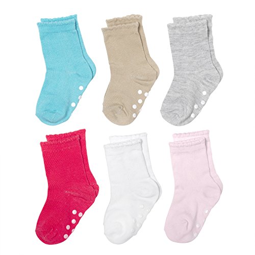 Silky Toes Baby Boy Girl Infant Socks 6Pk (2-3T, Basic Multi Girls (6 Pairs))