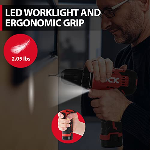 Dck Brushless Cordless Drill Set, 12V Cordless Drill With 2.0Ah Battery And Charger, 3/8’’ Keyless Chuck, 2 Variable Speeds, 20+1 Torque Power Tool Kit For Screw Wood/Ceramic/Tile/Metal (Kdjz23-10) #TOP5