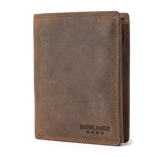 Portefeuille en cuir véritable Oliver de Berliner Bags au format vertical élégant marron