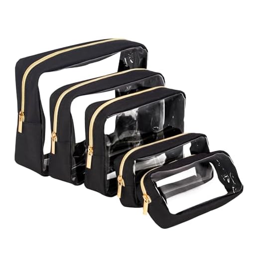 Remobia Hicol TSA Approved 5-Piece Diaper Bag Organizer Pouch Set Clear Waterproof TPU Kids Toiletry Storage Set Travel Packing Clutch Cube Bags for Baby Nursing(Black)