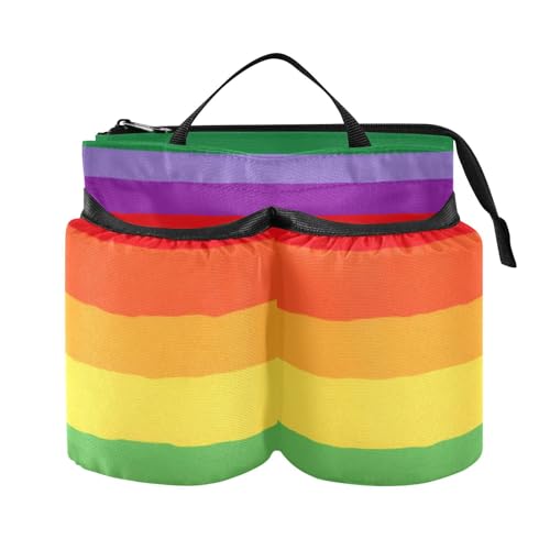 Image of Luggage Cup Holder for Suitcases Free Hands Suitcase Cup Holder Travel Luggage Drink Holder Portable Luggage Cup Caddy Bag Carrier with Handle Vibrant Colorful Stripes