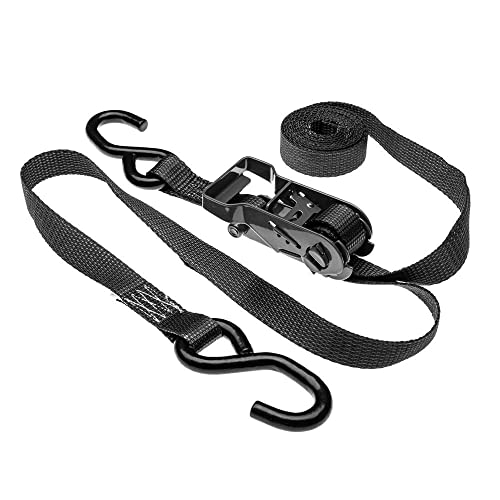 Discount Ramps 1" x 10' Black Ratchet Straps with S-Hooks