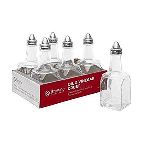 OIL DISPENSER 6OZ - Pack of 6 bottles by Browne Foodservice – 6.0 ounces, Stainless Steel Glass, Pack of 6