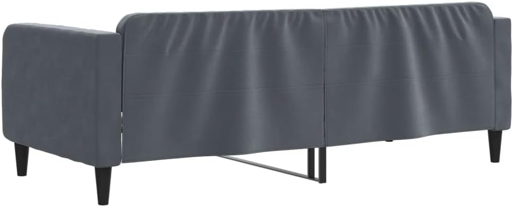Day Bed Without Mattress Dark Gray Velvet Upholstery 39.4"x74.8" Sturdy Metal Frame Platform Bed with Slatted Foundation for Bedroom or Living Room Modern Minimalist Furniture