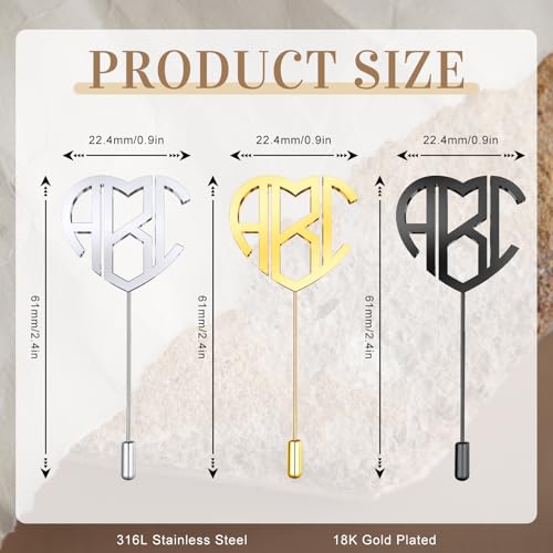 Image of Custom Lapel Pin for Women Men - Name Brooch Pin Personalized Stainless Steel for Wedding Business Party - Gold /Silver /Black Customized Jewelry Gifts