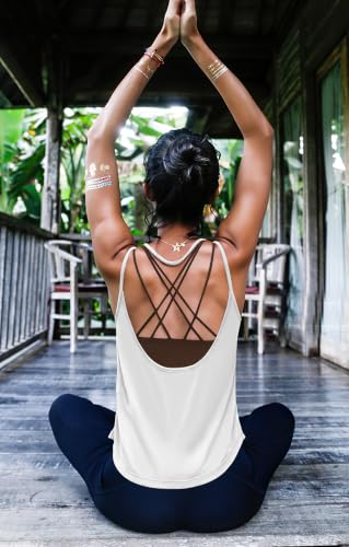 Image of OYANUS Sports Bras for Women Sexy Crisscross Back Padded Strappy Workout Bras Medium Support Yoga Bra with Removable Cups