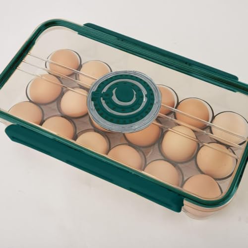 Egg Holder for Fridge – 12/18/24 Pockets Storage Container with Lid, BPA-Free Clear Plastic, Stackable & Space-Saving Tray with Best Before Date Dial, Kitchen, Refrigerator & Freezer Egg Organizer