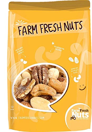 Freshly Roasted Mixed Nuts with Sea Salt (2 Lbs.) - A Delicious Sea Salted Mix of Macadamia Nuts, Cashews, Brazil Nuts, Almonds, Pecans & Walnuts - Farm Fresh Nuts Brand