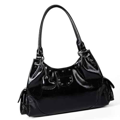Sac à main sous les bras style moto coréenne en PU avec compartiments pour femme
