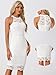 Allegra K Halter Formal Dress for Women's Sleeveless Bodycon Wedding Guest Cocktail Lace Sheath Dress Small White
