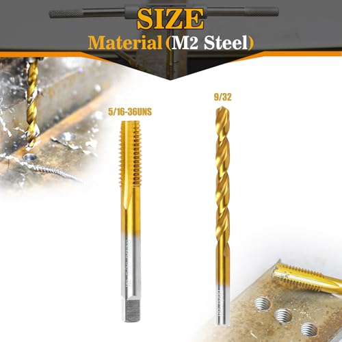 Image of 5 /16 inch-36 UNS Tap and 9 /32 inch Drill Bit Kit, M2 HSS Drill and Tap Set, Combination of Drill and Tap Kit for Metal