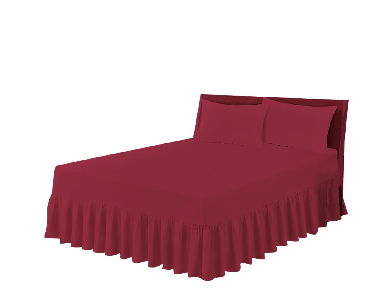 HOME ACE Red Easy Iron King Size Bed Valance, Poly Cotton King Size Bed Sheet