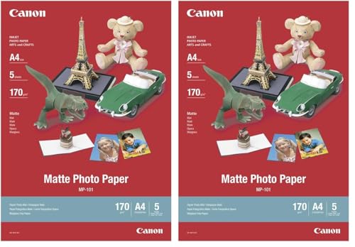 Image of Canon MP-101 - Matt Photo Paper - A4 (210 x 297 mm) - 170 g/m2-5 Sheets (Pack of 2)