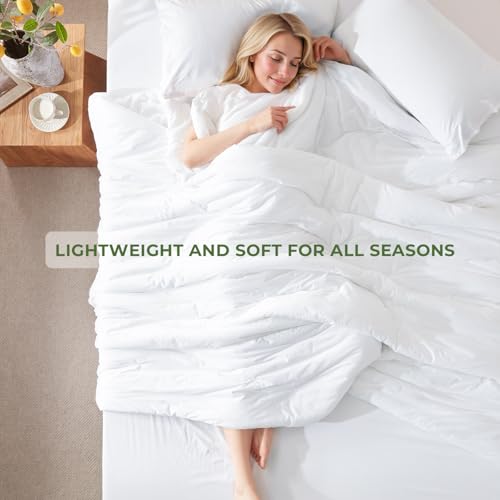 Image of Twin Comforter Set, Comforters Twin Size Bed Sets, Luxury Ultra-Soft Jersey Knit Bedding, White Lightweight Down Alternative Bed Comforter for All Season, 2 Piece Bedding Set