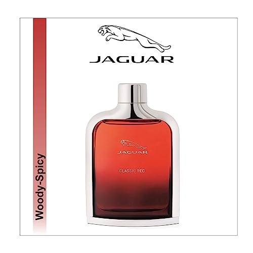 Image of Jaguar Classic Red Eau de Toilette for Men | Long Lasting Fresh Spicy Woody Fragrance | Bergamot, Blackcurrant, Raspberry, Pepper, Bay, Cedarwood & Patchouli | Designer Men's Perfume | Bold Masculine Fragrance Gift for Him | 100ml