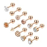 Stabstärke: 1.2mm(16G), Stablänge: 6mm; Perfekt für Tragus Piercing, Helix Piercing, Rook und Daith Ohr Piercing.