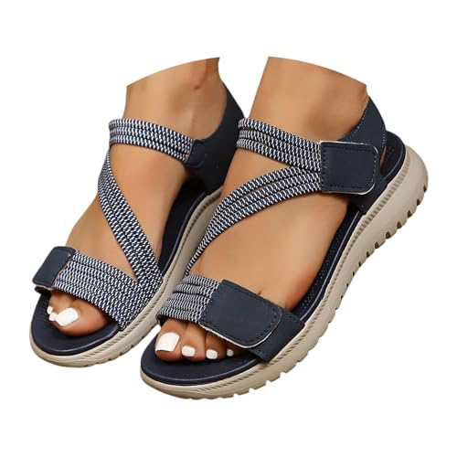 Orthotic Sandals Women - Wedge Wide Fit Arch Support Summer Slip On Sandal Walking Platform Open Toe Sliders Sport Shoes Beach Outdoor Ladies Sandal C