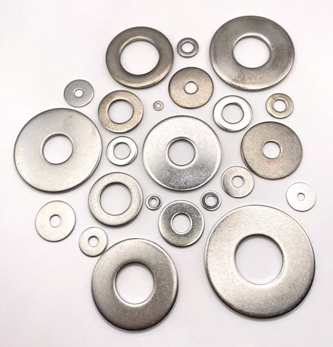 ProRaje Unterlegscheiben aus Metall, M4, Edelstahl, Außendurchmesser: 16 mm | flache Unterlegscheibe, extra breit M4 x 16 mm | Edelstahl A2 (V2A/304) Norm NFE 25513 LL | Holz/Metall/Muttern/Schrauben/