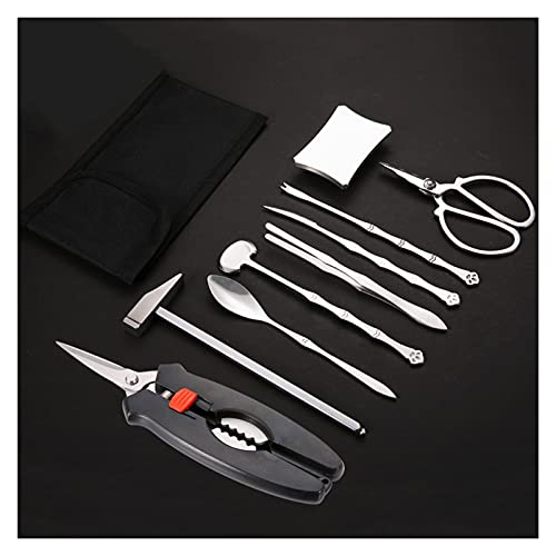 CQLXZ Meeresfrüchte-Werkzeug-Sets Tragbares Meeresfrüchte-Werkzeug-Set 9-teiliges Haushalts-Edelstahl-Hummer-Krabbenbein-Gabel-Set Unverzichtbares Werkzeug für Meeresfrüchte-Liebhaber Küchenzubehör Cover