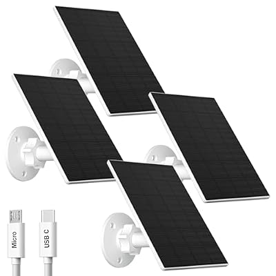 FUTUREZEN 2W Solar Panel for Security Camera Outdoor, 5V USB/Type-C Solar Charger Compatible with Rechargeable Battery Cameras, IP65 Waterproof, 360° Adjustable Mount, 7.2ft Cable (4 Pack, White)