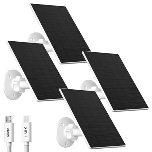 FUTUREZEN 2W Solar Panel for Security Cameras, USB-C and USB, White, 4 Pack