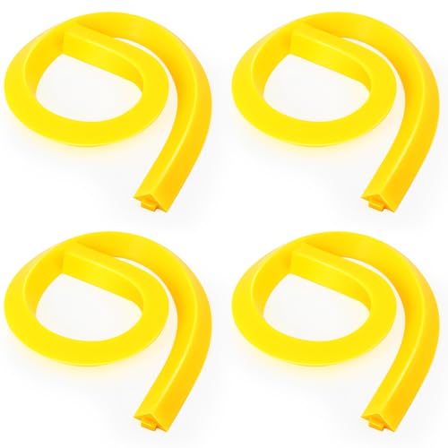 Pushglossy 4 Pcs Spill Barrier Dike 5'L x 2.6"W x 1.5"H Water Dam Barrier Liquid Blocker for Garage Home Floor Flooding Solutions (Yellow)