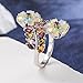 AGRULE Women's Colorful Gemstone Leaf Ring Statement Flower Rings Cocktail Party Jewelry 925 Sterling Silver Multicolor Tourmaline Opal Ring for Wedding Anniversary, Size 6