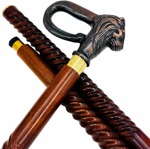 Imagen de Bastón de madera estilo león real