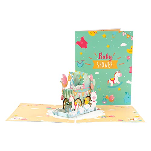 Weyttoo Greeting Card 3D Pop-Up New Baby Greeting Card, Baby Shower Card, Fairy Bless Baby Pram Congratulations Card For Newborn Boys/Girls, Baby Birthday Card (Baby Shower) #TOP1