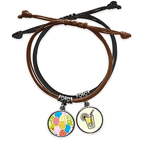 Bracelet cuir Oeufs de Pâques et chaîne de main en cordon tressé