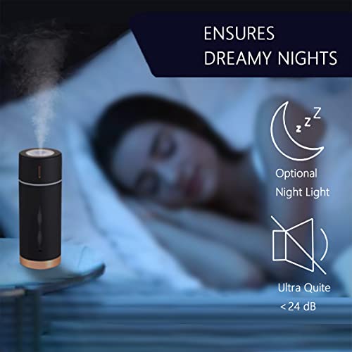Kapkon Portable Small Cool Mist Humidifiers 150Ml-Usb Desktop Humidifier For Plants，Travel，Office,Baby，Car,Room With Auto Shut Off ​Night Light - Quiet Mini Humidifier (Black) #TOP5