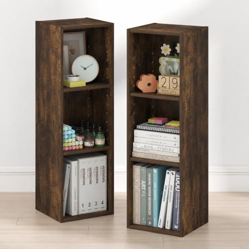 Furinno Fulda Book Shelf Set of 2, 3-Tier Narrow Bookshelf, Amber Pine by Furinno - Used condition - US$72.59