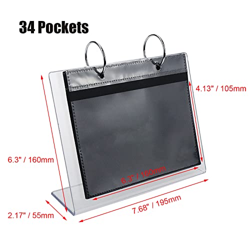 Pastlla 4X6 Inch Desktop Acrylic Photo Album Small Family Table Flip Photo Album Picture Holder Book Clear Frames Desktop Display Holder, 17 Pages Hold 34 Pictures, Black Interior, 6 Inch #TOP1