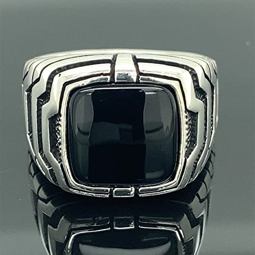 Mens Square Onyx Ring, Black Onyx Stone Ring, Modern Silver Men Ring, Signet Man Ring, 925K Sterling Silver Ring, Gift For Him #TOP2