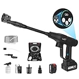 【2024初登場】 高圧洗浄機 コードレス 充電式 6in1ノズル2段階水圧モード調整可能バッテリー残量表示可能 洗車機 PSE認証済み 15000mAh 高性能 自吸式 噴射距離10M 家庭用 750W 持ち運び便利 収納ケース付き 洗車/自転車/庭/階段/屋外/ガラス/ブロック塀/ベランダ/浴室/年末大掃除 用品清掃 日本語取扱説明書付き ブラック Funshare