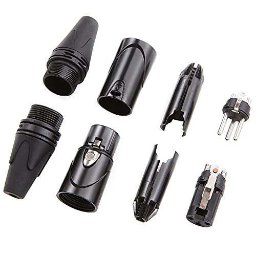 Mfl. 3-Pin Xlr Cable Connector Male And Female With Nickel Housing And Silver Contacts Mic Cable Plug Connector Audio Socket, Black, 4 Pairs #TOP2