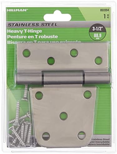 Hillman 853354 Essentials 852954 Bi-Fold Door Hardware Set (72-inch Opening) Stainless Steel Heavy Duty T-Hinges, 3-1/2"