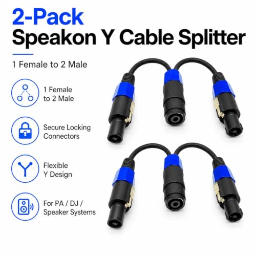 KOOKFJLLZ Speakon Y Cable Splitter (1 Female to 2 Male) - Professional Audio PA/DJ Speaker Cable 2-Pack by KOOKFJLLZ - Used condition - Image 8
