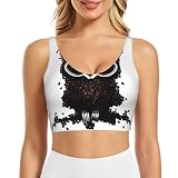 POEZJZW Chicco di Caffè Gufo Stampa Reggiseno Sportivo Donna Top Fitness Tank Top per Sport Esercizio Fitness Pilates Dancewear, Nero , M