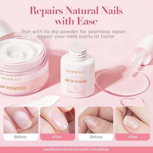 Image of AzureBeauty Nail Repair Glue for Broken Cracked Split Weak Nails | Quick Dry No UV Needed, Easy Application, Durable & Long-Lasting Fast Glue False Nails, Press On Nails