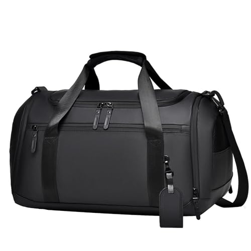 SEPSCO Sports Gym Duffle Bag, Women Men Weekend Bags Holdall with Shoes Compartment and Shoulder Strap Large Wet and Dry Separation Waterproof Durable for Travel Overnight Hospital Swimming (Black)