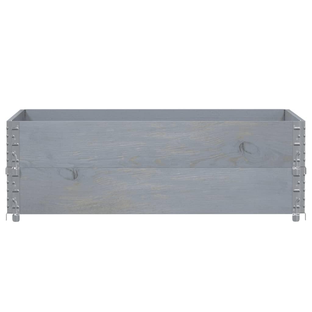 Paletten-Aufsatzrahmen 2 Stk. Grau 120 x 80 cm Massivholz Kiefer für Lager Logistik Versand, stapelbar und klappbar für Ladungssicherung, Frachtgut und Warenumschlag
