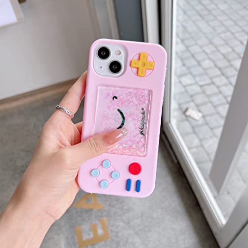 Quicksand Game Case For Iphone 13,Iphone 13 Handheld Game Console Case,3D Cute Kids Girls Boys Women Game Bling Glitter Soft Silicone Rubber Case For Iphone 13 6.1 Inch (Game Pink) #TOP5