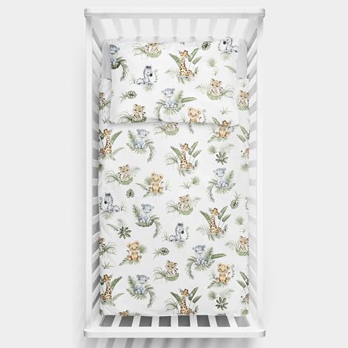 2 Piece Baby Kids Bedding Set 120x90 cm Duvet Cover & Pillowcase for Toddler Cot 12M+ (Safari)