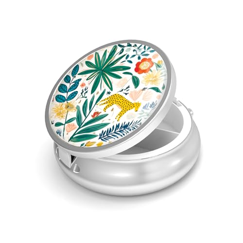 Image of Pill Box-3 Compartment Small Pill Case for Purse & Pocket Mini Metal Pill Holder Travel Pill Container to Hold Supplements Vitamins BPA-Free (Forest)